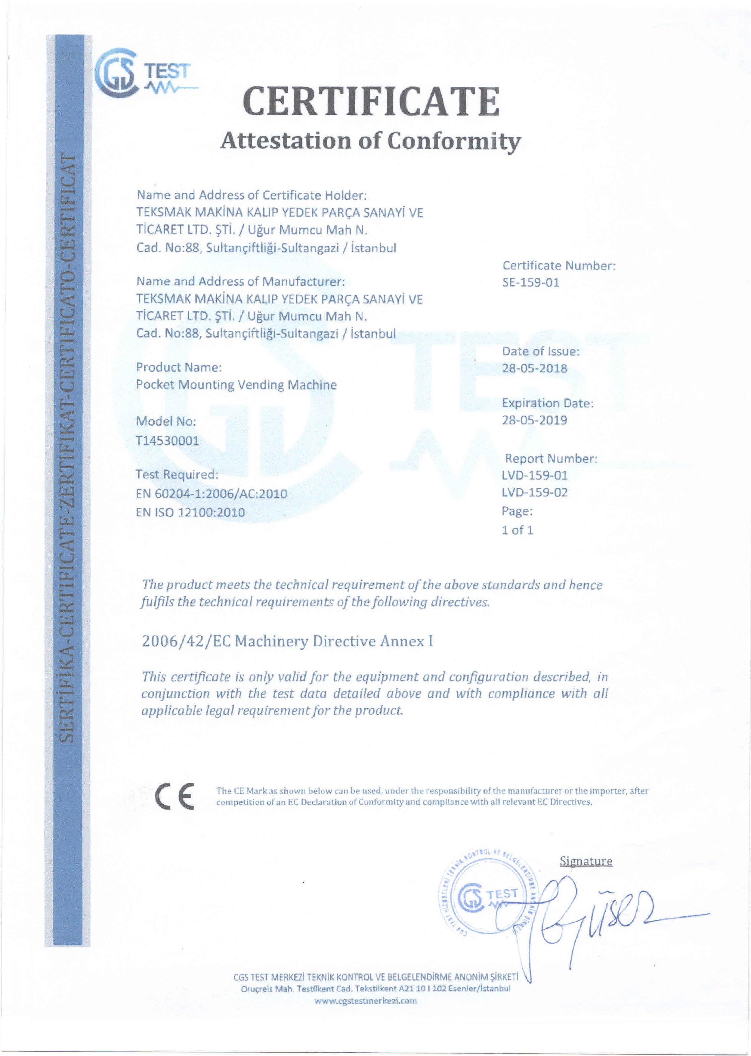  Attestation of Comformity